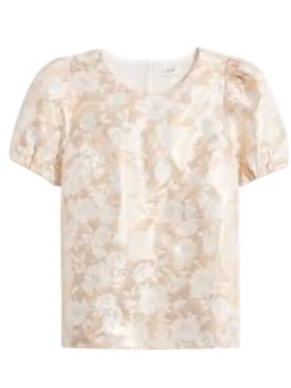 J. Crew Cream gold Jacquard puff-sleeve top Puff-Sleeve Blouse